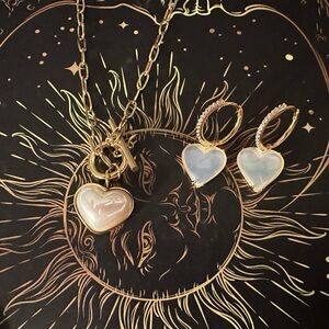 Elegant Gold Heart Necklace and Earrings Set